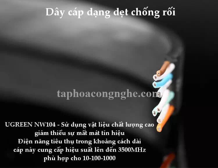 Ugreen 11242 15M màu Đen Cáp mạng LAN CAT6 UPT cáp dẹp NW104 30011242